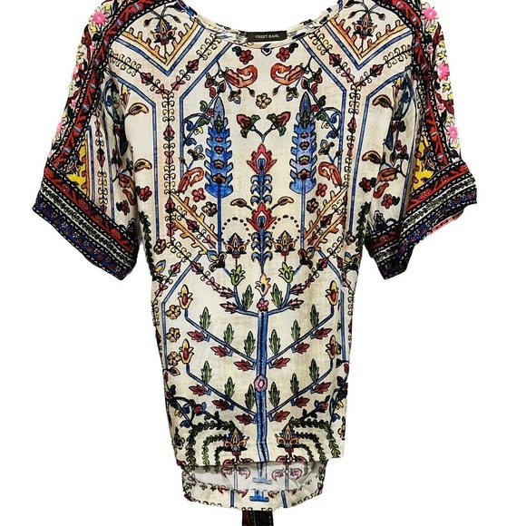 Anthropologie Vineet Bahl Embroidered Front Tie Boho Blouse Top Size Small - Picture 4 of 10